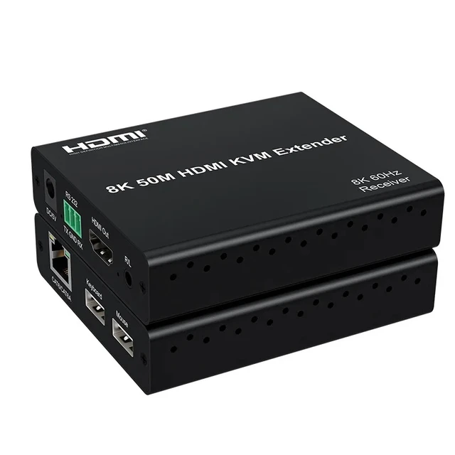 Alt view image 5 of 5 - 1 TX and 1 RX,8K KVM HDMI Extender over CAT6A 8K@60Hz 4:2:0 HDMI KVM Extender 4K@120Hz with Audio output Support USB Mouse Keyboard for PC TV