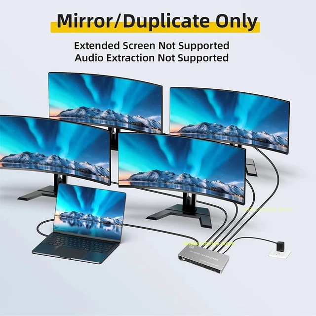 Alt view image 2 of 5 - 8K 1 in 4 out,8K 60Hz HDMI Splitter 1 in 4 out 4K 120Hz HDMI 2.1 Video Distributor Splitter 1x4 Copy Screens Converter 48Gbps HDCP 2.3 HDR VRR