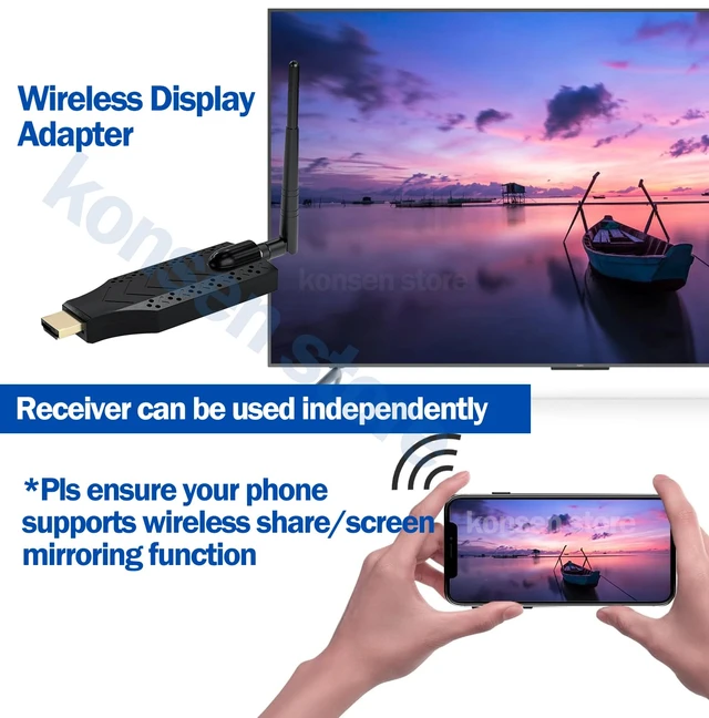 Alt view image 3 of 5 - ,150M Wireless HDMI Video Transmitter and Receiver Extender 492ft 1080P TV Stick Dongle Wireless Display Adapter for Iphone PC TV