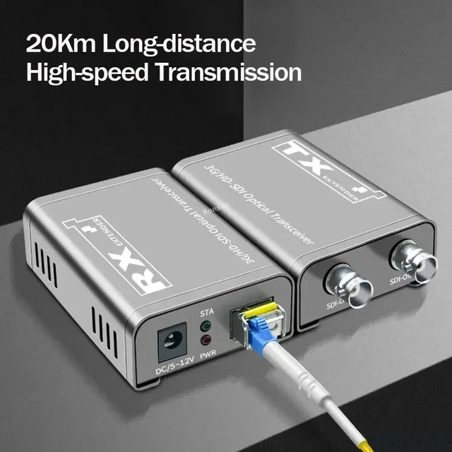 Alt view image 3 of 5 - TX and RX,3G-SDI Video Fiber Extender 20Km over LC Fiber Optic Cable 1080P SDI to Optical Transceiver Dual SDI outputs for Camera Monitor