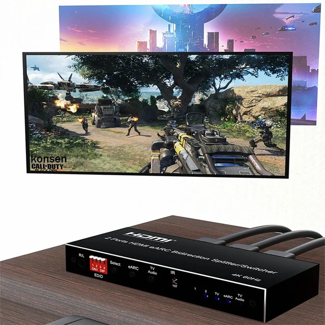 Alt view image 3 of 5 - with AU Plug,4K 60Hz Bi-direction HDMI eARC Audio Extractor 7.1CH HDMI Audio Switch Splitter 1x2 2x1 with Toslink SPDIF+COAXIAL+Aux Audio out