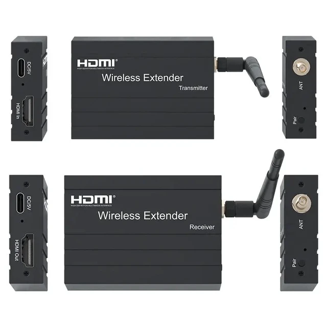 Alt view image 5 of 5 - TX and RX,200M Wireless HDMI Extender 1080P 5GHz HDMI Video Transmitter and Receiver Extender Screen Share Wireless Display for PC Loptop