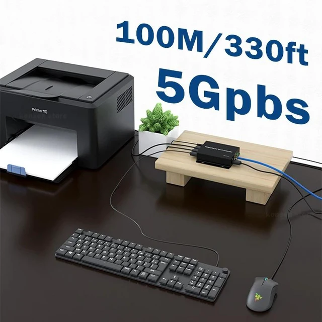 Main image of TX and RX,5Gbps USB3.0 Rj45 Extender with 4 Port USB 3.2 Gen1 over Ethernet Cat6A Cable 100M Super Speed USB Extender Support RS232 FSYNC