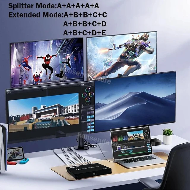 Main image of ,4 Ports USB3.0 to HDMI Video Docking Station 1 in 4 out 1080P 4 Monitor HDMI Splitter Mirror Extended Display for Mac Windows