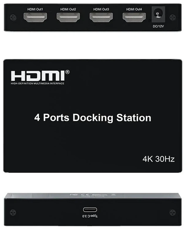Alt view image 4 of 5 - ,4 Ports USB3.0 to HDMI Video Docking Station 1 in 4 out 1080P 4 Monitor HDMI Splitter Mirror Extended Display for Mac Windows