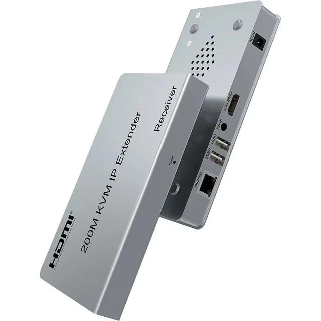 Alt view image 5 of 5 - 2-PCS RX,200M HDMI KVM Extender over IP Rj45 Cat5e/6 1080P HDMI USB Video Ethernet Extender IR Loop-out Support Mouse Keyboard for PC NVR