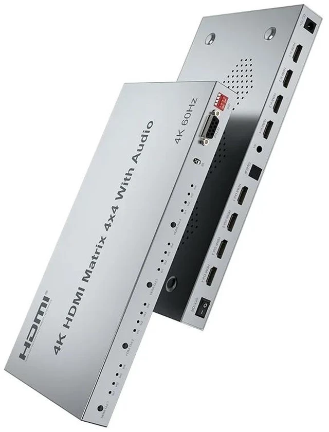 Main image of 4K 30Hz Matrix 4x4,4x4 HDMI Matrix Switch 4 in 4 out with Audio Extractor 4K@30Hz/60Hz HDMI Matrix Switcher Splitter Selector Support EDID RS232