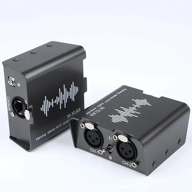 Alt view image 4 of 5 - ,2 Way XLR Audio Extender over RJ45 CAT6 Cable 200M 3-Pin XLR Male to Female Audio Ethernet Extender Transmitter Receiver kit