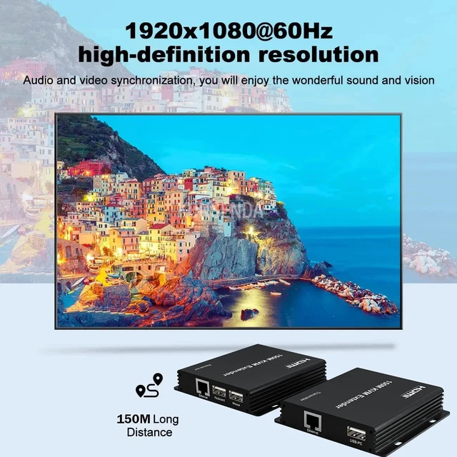 Alt view image 4 of 5 - TX and RX,KVM HDMI USB Extender over RJ45 Ethernet Lan Cat5e/6 150M HDMI KVM Extender Video Extension Transmit Support USB Mouse Keyboard