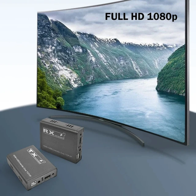 Alt view image 4 of 5 - 1 TX and 1 RX,200M HDMI KVM Extender over IP 1080P@60Hz HDMI USB Extender Support one TX to many RX by Ethernet switch for USB Mouse Keyboard
