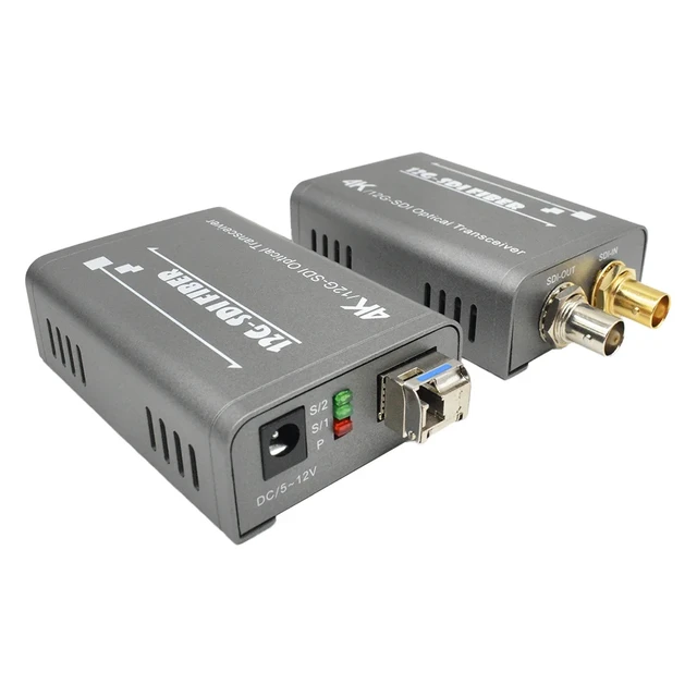 Alt view image 4 of 5 - with US Plug,Bi-directional 4K 12G SDI Fiber Extender over LC Fiber Optical Cable 2160P Broadcast Level SDI to Fiber Transceiver Converter