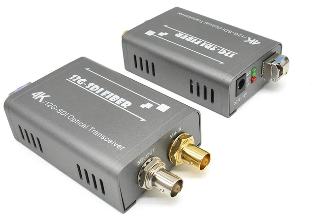 Main image of with US Plug,Bi-directional 4K 12G SDI Fiber Extender over LC Fiber Optical Cable 2160P Broadcast Level SDI to Fiber Transceiver Converter