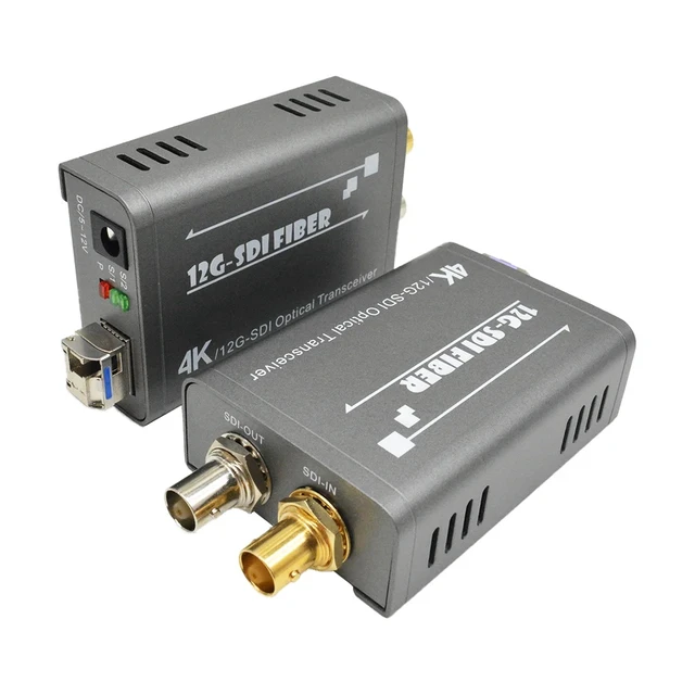 Alt view image 5 of 5 - with US Plug,Bi-directional 4K 12G SDI Fiber Extender over LC Fiber Optical Cable 2160P Broadcast Level SDI to Fiber Transceiver Converter