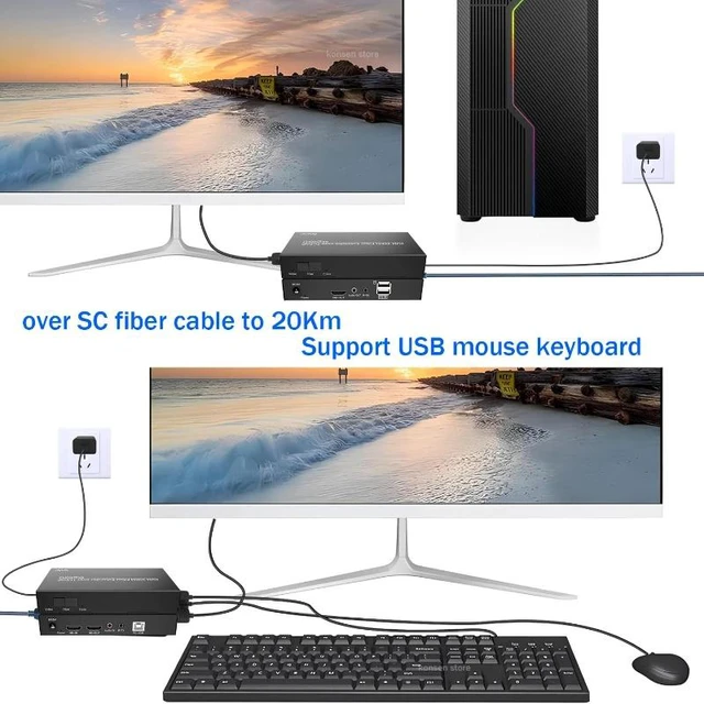 Main image of As described,4K 60Hz HDMI Fiber KVM Extender over SC Fiber Optical Cable 20Km HDMI USB KVM Fiber Transceiver Extender Support Mouse Keyboard