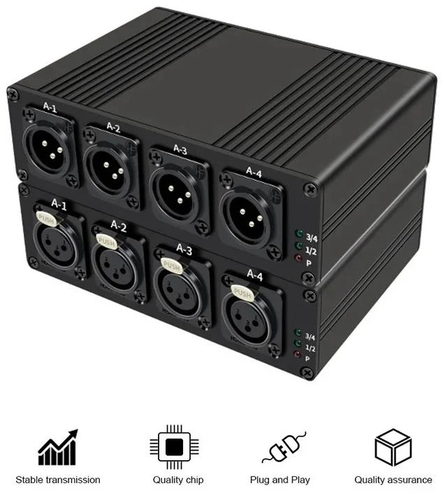Alt view image 2 of 5 - TX and RX,20Km XLR Audio Fiber Extender over Single Model SC Optical Fiber Cable Broadcast Grade 4 Channels XLR Balanced Audio Transceiver