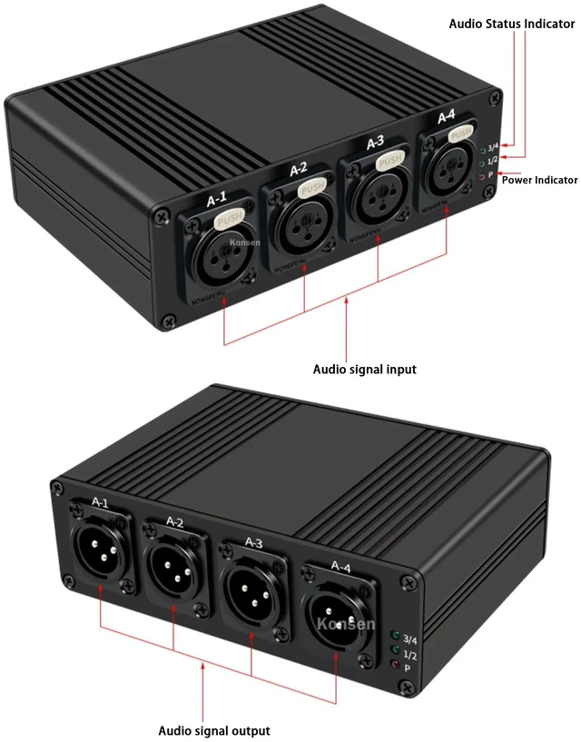 Alt view image 5 of 5 - TX and RX,20Km XLR Audio Fiber Extender over Single Model SC Optical Fiber Cable Broadcast Grade 4 Channels XLR Balanced Audio Transceiver
