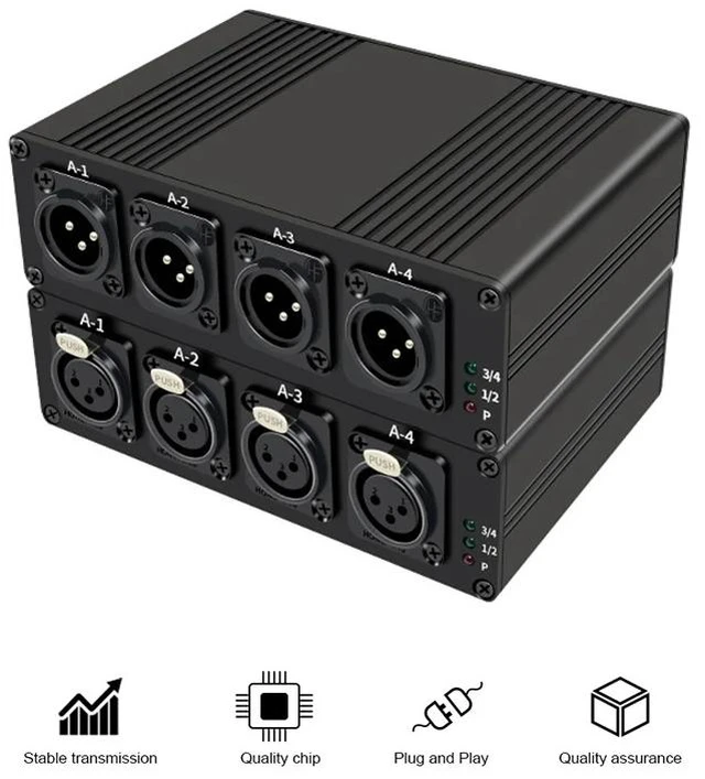 Alt view image 2 of 5 - With EU Plug,4 Channels XLR Audio Fiber Optical Extender via SC Fiber Optical up to 20km XLR Balanced Extender Audio Transmitter Receiver Kit