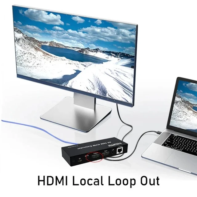 Alt view image 4 of 5 - 4K 120M Version,4K 30Hz HDMI KVM Extender over RJ45 Ethernet Cat5e/6 HDMI USB Extender Transmitter Receiver Support Mouse Keyboard for PC NVR