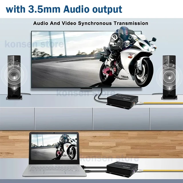 Alt view image 5 of 5 - with US Plug,20Km HDMI KVM Fiber Extender over LC Fiber Optic Cable 4K@60Hz KVM HDMI Fiber Extender W/Audio out Support PC USB Mouse Keyboard