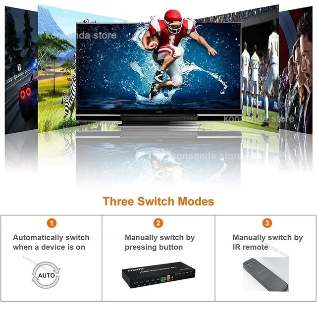 Alt view image 5 of 5 - 1080P with seamless,1080P HDMI Auto Switch 4 in 1 out HDMI Cycle Seamless Switching Selector 4x1 with 10/15/20 Seconds Cycle Play for TV PC Monitor