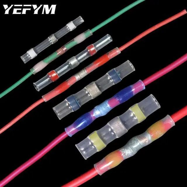 Alt view image 2 of 7 - First picture~50Pcs Solder Seal Wire Connectors Heat Shrink Solder Butt Connectors Solder Connector Kit Automotive Marine Insulated(Beige 50 Pcs white
)