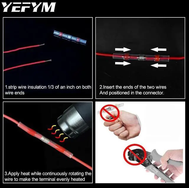 Alt view image 5 of 7 - First picture~50Pcs Solder Seal Wire Connectors Heat Shrink Solder Butt Connectors Solder Connector Kit Automotive Marine Insulated(Beige 50 Pcs white
)