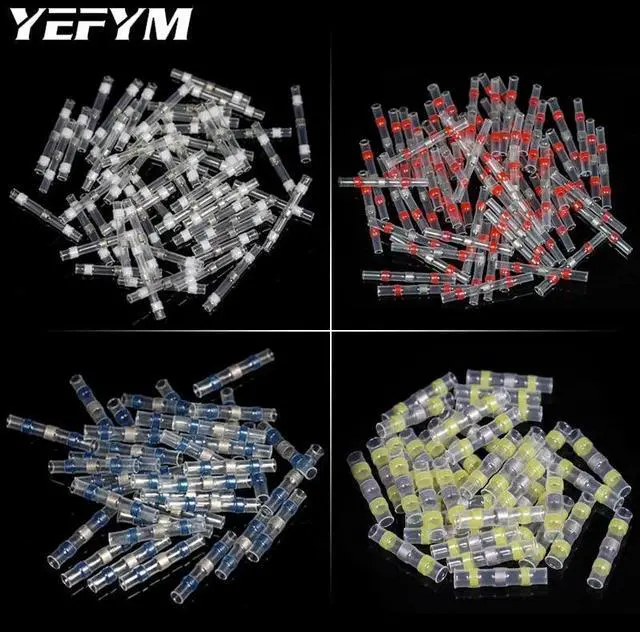 Alt view image 3 of 7 - First picture~50Pcs Solder Seal Wire Connectors Heat Shrink Solder Butt Connectors Solder Connector Kit Automotive Marine Insulated(Beige 50 Pcs white
)