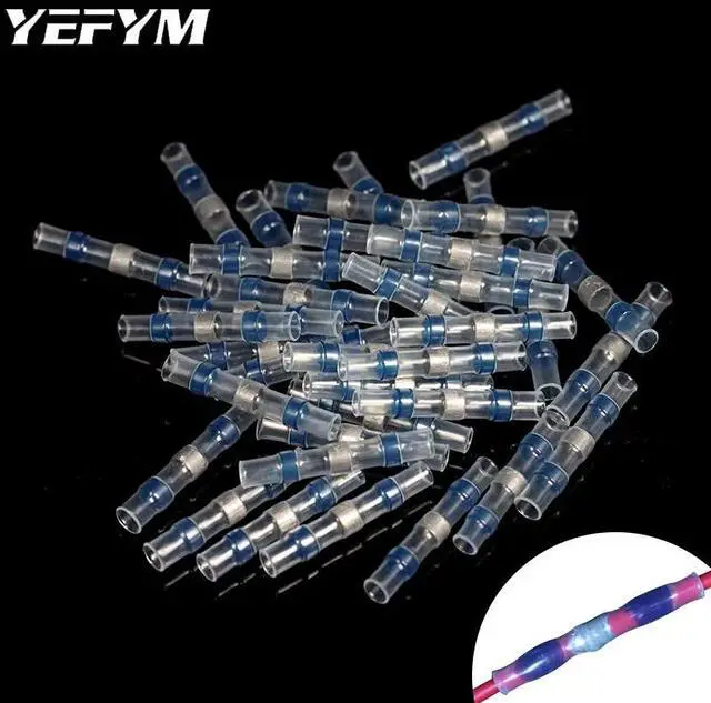 Alt view image 7 of 7 - First picture~50Pcs Solder Seal Wire Connectors Heat Shrink Solder Butt Connectors Solder Connector Kit Automotive Marine Insulated(Beige 50 Pcs white
)