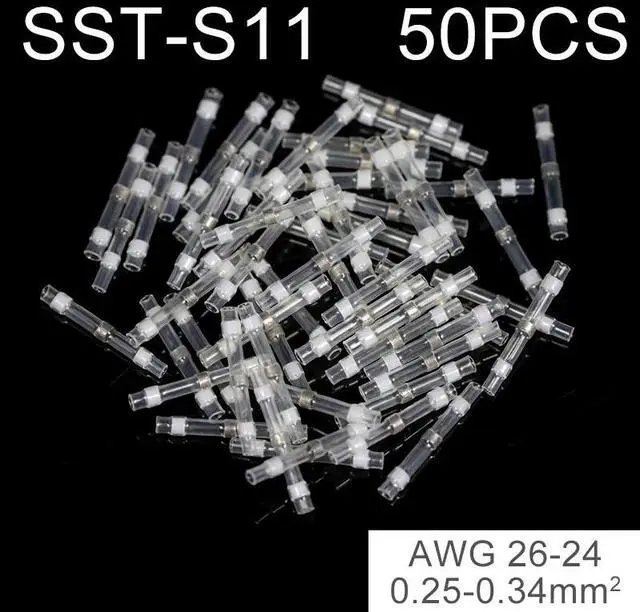 Main image of First picture~50Pcs Solder Seal Wire Connectors Heat Shrink Solder Butt Connectors Solder Connector Kit Automotive Marine Insulated(Beige 50 Pcs white
)