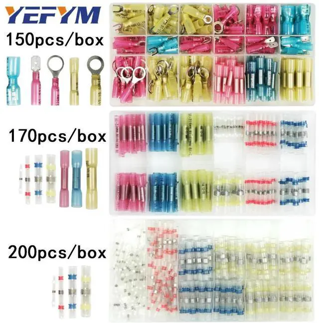 Alt view image 2 of 7 - First picture~150Pcs Heat shrink wire connector terminals and Solder ring terminals waterproof seal cable wire Electrical terminals Various boxes(Orange 150Pcs Heat Shrink
)