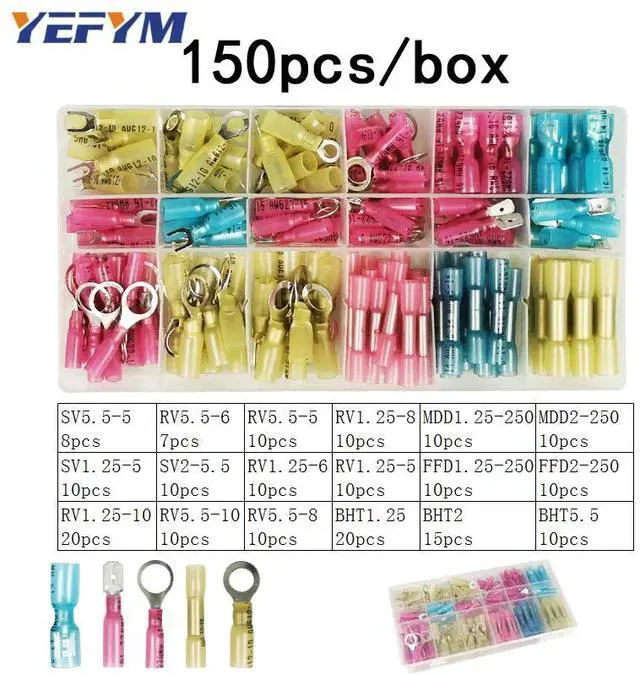Alt view image 4 of 7 - First picture~150Pcs Heat shrink wire connector terminals and Solder ring terminals waterproof seal cable wire Electrical terminals Various boxes(Orange 150Pcs Heat Shrink
)