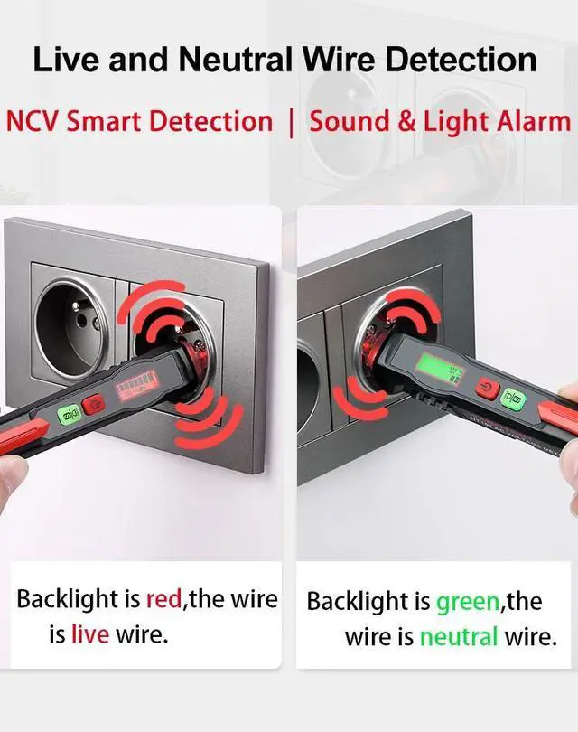 Alt view image 4 of 7 - First picture~ Voltage Indicator Smart AC Voltage Detector Non Contact Electric Tester pen Breakpoint Finder Neutral Live Wire Check(Silver HT101 Round Probe
)