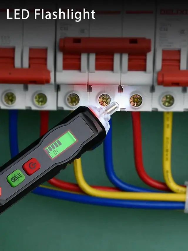 Alt view image 7 of 7 - First picture~ Voltage Indicator Smart AC Voltage Detector Non Contact Electric Tester pen Breakpoint Finder Neutral Live Wire Check(Silver HT101 Round Probe
)