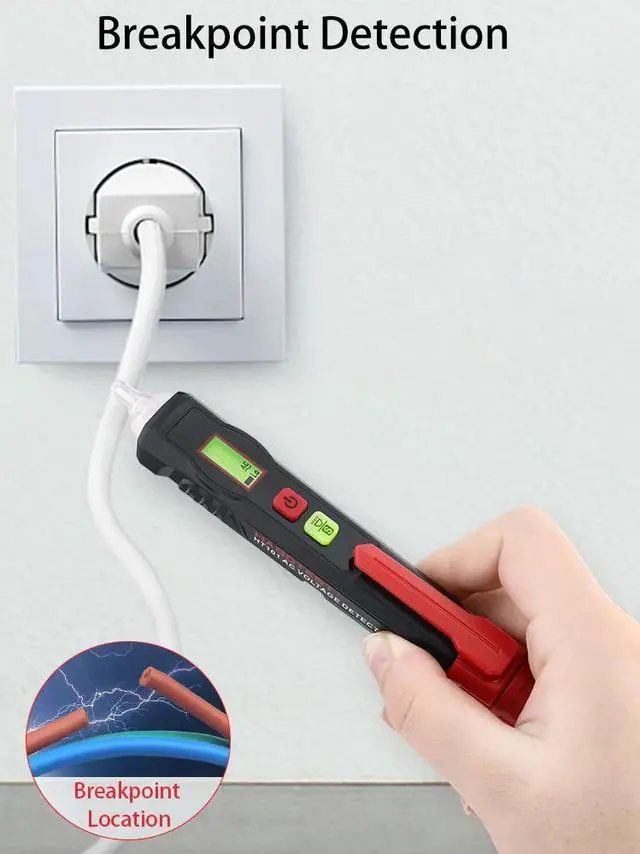 Alt view image 6 of 7 - First picture~ Voltage Indicator Smart AC Voltage Detector Non Contact Electric Tester pen Breakpoint Finder Neutral Live Wire Check(Silver HT101 Round Probe
)