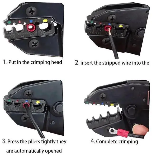 Alt view image 7 of 7 - First picture~HS-03B HS-16WF HS-40J HS crimping tool mold plug tube non-insulated pliers jaw end tool kit(Black 10A
)
