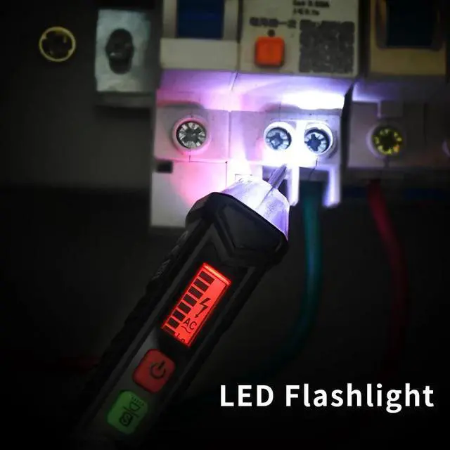 Alt view image 3 of 7 - First picture~Smart AC Voltage Meter Indicator Detector Tester pen Non Contact Sensor 12V-1000V Sensitivity Adjustable with Flashlight(Measuring range: Other AC 12-1000V
Gold HT100 Voltage Tester
)