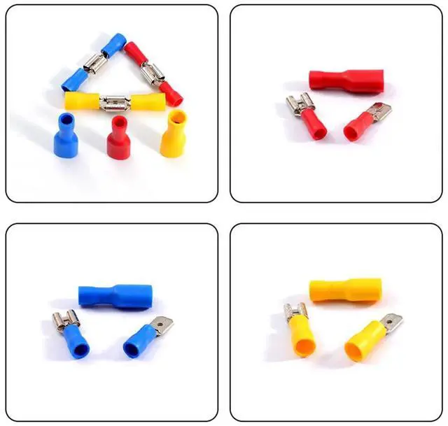 Alt view image 6 of 7 - First picture~60Pcs FDD/FDFD/MDD 6.0mm Terminal 3colors Female Male Spade Insulated Electrical Crimp Terminal Connectors Wiring Cable plug(Purple 60Pcs Set-Red
)