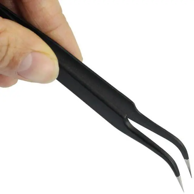 Alt view image 3 of 5 - First picture~ 3 in 1 Stainless Steel Tweezers point and Curved Shape Repair tools Forceps precision Soldering Tweezers Set(Black Black
)