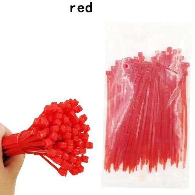 Main image of First picture~100Pcs/pack self-locking nylon cable ties 2.7*200mm 6 color plastic zip tie black wire binding wrap straps first batch of nylon(red red 2.7x200mm
)