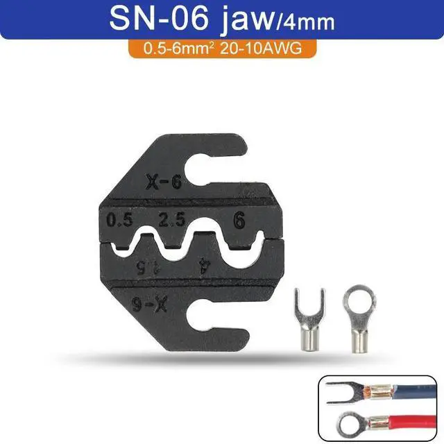 Main image of First picture~SN/4mm crimping pliers jaw for TAB 2.8 4.8 6.3 C3 XH2.54 2510 plug insulation tube terminal tools jaw width 4mm/pliers 190mm(Yellow SN-06 jaw
)