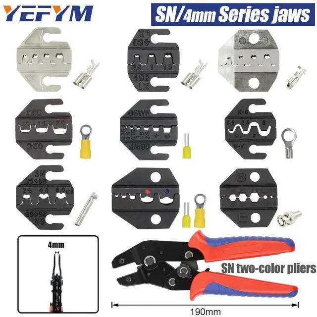 Alt view image 2 of 7 - First picture~SN/4mm crimping pliers jaw for TAB 2.8 4.8 6.3 C3 XH2.54 2510 plug insulation tube terminal tools jaw width 4mm/pliers 190mm(Other SN-0325 jaw
)