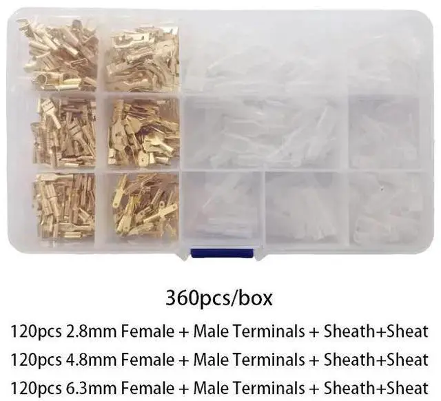 Main image of First picture~Metal Connector 2.8/4.8/6.3mm Copper Wire Terminals Male Female Connectors  Electric Terminal Wire Connection Spade Connector(Line Connector
Violet 360Pcsbox
)