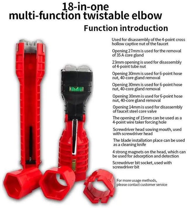 Alt view image 3 of 7 - First picture~8 In 1 Sink Anti-Skid Maintenance Wrench Kitchen Bathroom Maintenance plumbing Tool Set Faucet Assembly pipe Installation Wrench(Black 6in1
)