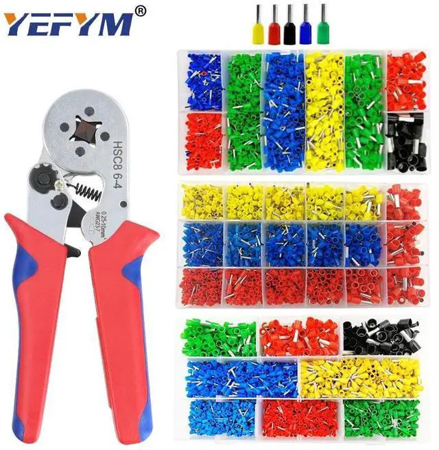 Alt view image 2 of 7 - First picture~HSC8 6-4 ferrule Crimping pliers 0.25-10mm² Automatic crimping wire crimper tools mini electrician suit kit with terminals box(Gold HSC8 6-4
)
