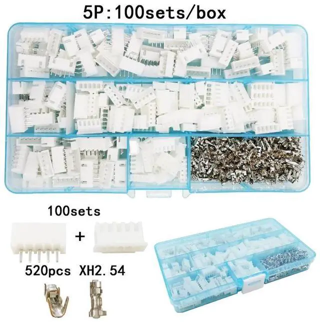 Main image of First picture~135sets/box suit  pin 2.54mm XH2.54 connector plug + straight needle + terminal socket Header wire Adaptor connectors(Ivory
)