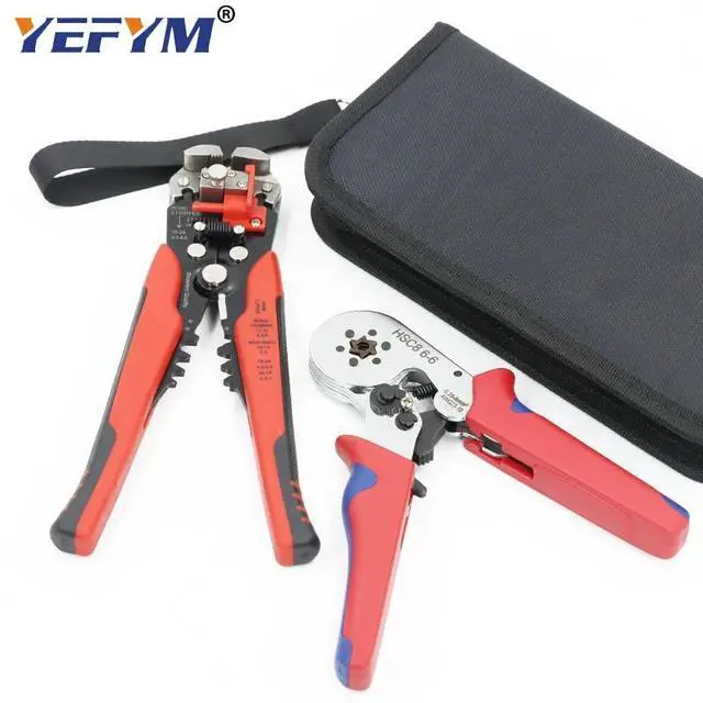 Alt view image 2 of 7 - First picture~HSC8 6-6/6-4 pliers Crimp tools set for tube terminal and multifunctional stripping cutting wire pliers mini black tool bag(Green HSC8 6-6 YE-1R kit
)
