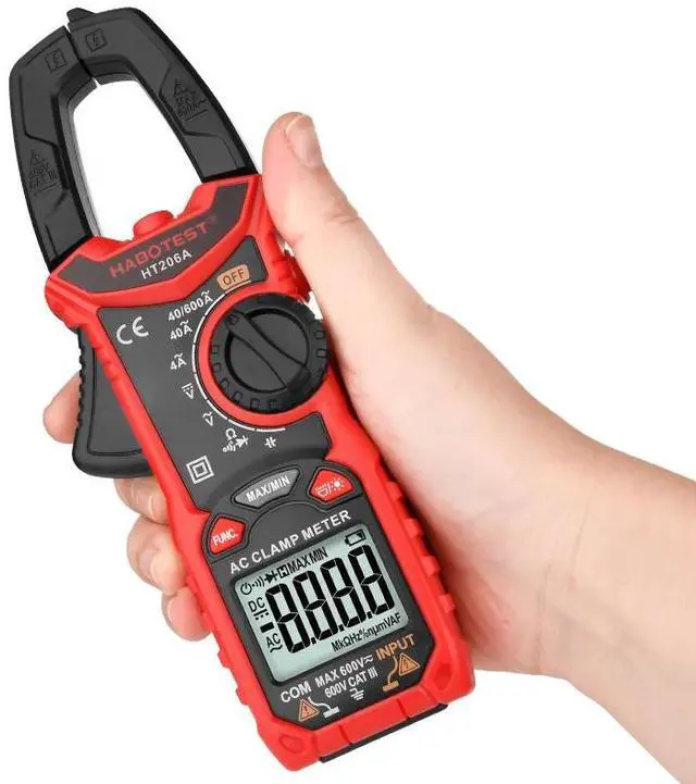 Alt view image 2 of 6 - First picture~HT206A 600V 600A 4000 Counts AC Digital Clamp Meter Multimeter pinza Amperimetrica Ohm Continuity Max Min Alicate Amperimetro