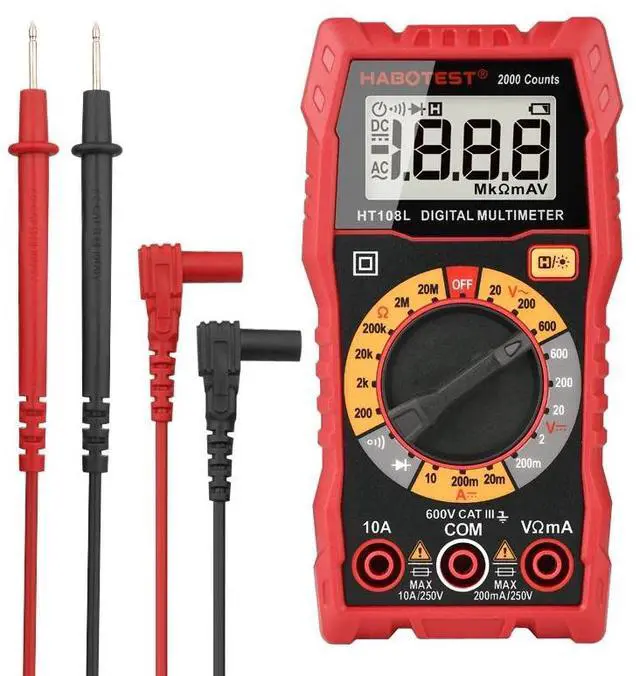 Main image of First picture~Multimètre HT108 Digital Multimeter Esr Meter AC DC Voltage Current Ohm Automotive Electrician Tools Dmm  2000 Counts(Brown HT108L Backlight
)