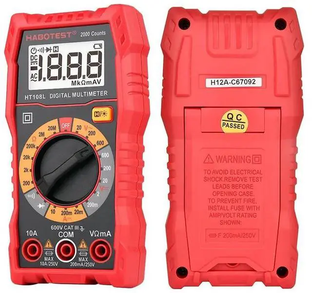 Alt view image 7 of 7 - First picture~Multimètre HT108 Digital Multimeter Esr Meter AC DC Voltage Current Ohm Automotive Electrician Tools Dmm  2000 Counts(Purple HT108 no Light
)