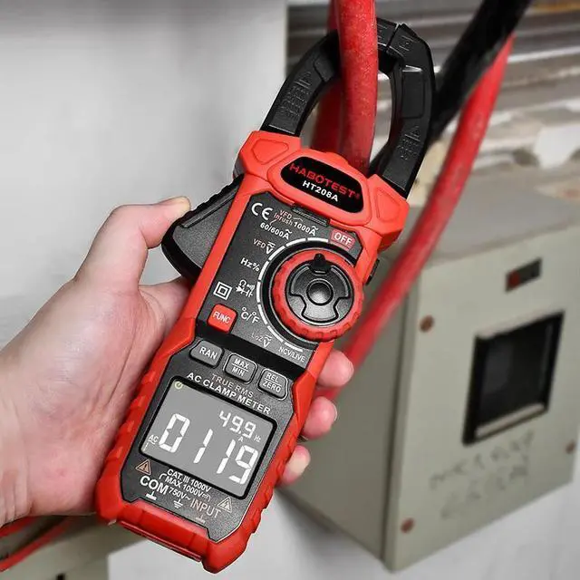 Alt view image 3 of 7 - First picture~Clamp Multimeter DC Curent Clamp Meter Digital professional True RMS  Capacitance AC DC Ohm Hz C/F pinza Amperimetrica Tester(Red HT206D 600A AC DC
)